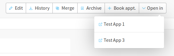 Patient actions with open
dropdown